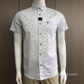 Male 100% cotton embroidery short sleeve print shirt